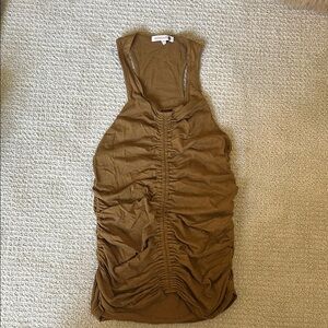Sundry Brown Ruched Sleeveless Tank Top